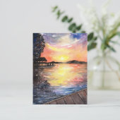 コテージでの夕焼け ポストカード (スタンド正面)