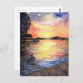 コテージでの夕焼け ポストカード (正面/裏面)