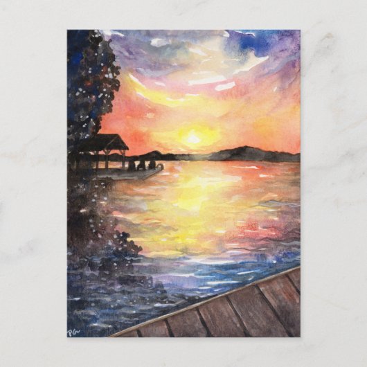 コテージでの夕焼け ポストカード (正面)