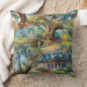 コテージとライブオークスペインのモス クッション (ブランケット)