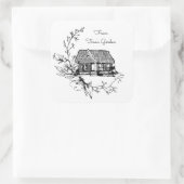 コテージと花スクエアステッカー スクエアシール (バッグ)