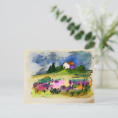 コテージと野生の花イングリッシュの田舎 ポストカード (スタンド正面)