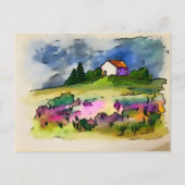 コテージと野生の花イングリッシュの田舎 ポストカード (正面)