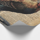 コテージのオンドリのヴィンテージ辞書の本のページ ラッピングペーパー (角)