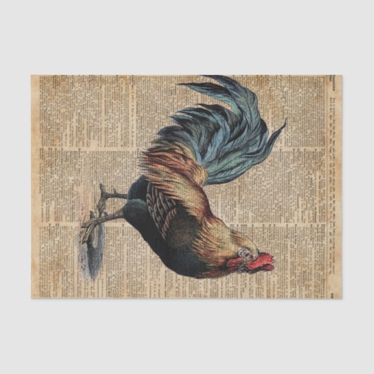 コテージのオンドリのヴィンテージ辞書の本のページ 薄葉紙 (正面)