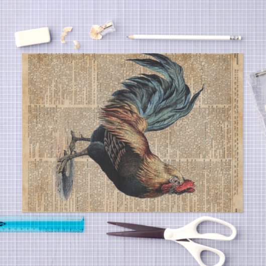 コテージのオンドリのヴィンテージ辞書の本のページ 薄葉紙 (クラフト)