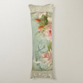 コテージのバラの自転車の蝶蜂の夏 ボディピロー (正面縦)