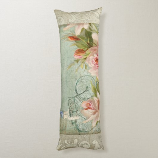 コテージのバラの自転車の蝶蜂の夏 ボディピロー