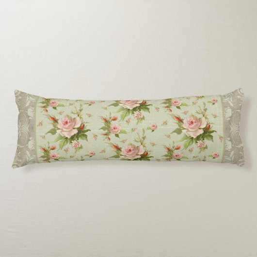 コテージのバラスクロール渦巻木の夏 ボディピロー (正面)