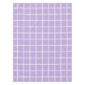 コテージのラベンダーおよび白い倍のストライプの格子縞 テーブルクロス (正面)