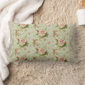 コテージのヴィンテージのダマスク織バラパターンの夏 ランバークッション (ブランケット)