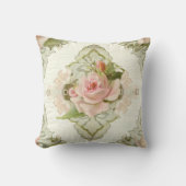 コテージの夏-ヴィンテージのスタイルのモダンのバラ クッション (正面)