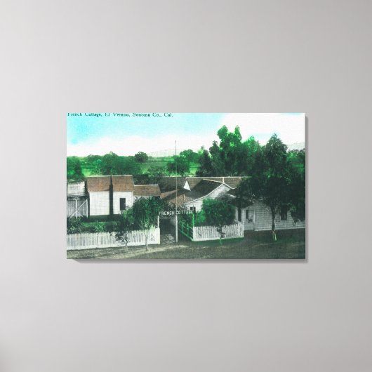コテージの外気風フランスの景 キャンバスプリント (正面)