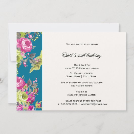 コテージの庭の自由のスタイル|のパーティの招待状 招待状 (裏面)