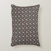 コテージの水の色の花の灰色のパターン アクセントクッション (正面(垂直))