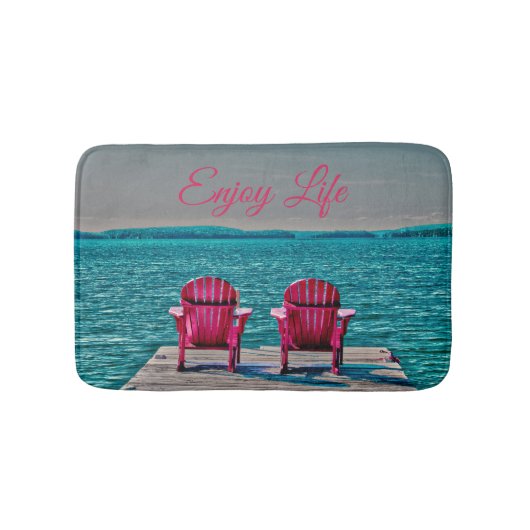 コテージの素朴なAdirondackの椅子の楽しむな生命 バスマット (正面)