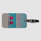 コテージの素朴なAdirondackの椅子の楽しむな生命 ラゲッジタグ (正面横)