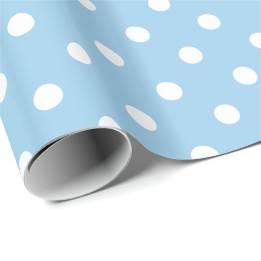 コテージの青の白い水玉模様 ラッピングペーパー (ロールコーナー)