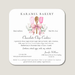 コテージの食法ラベル用具料理 スクエアシール