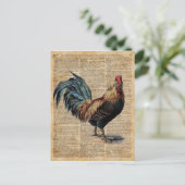 コテージの鶏ヴィンテージ辞書ブックページ ポストカード (スタンド正面)