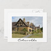 コテージインブロードウェイ、Cotswoldsホワイト文字カード ポストカード (正面/裏面)