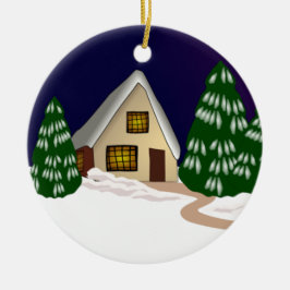 コテージイン・スノー セラミックオーナメント