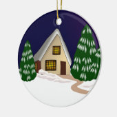 コテージイン・スノー セラミックオーナメント (左)