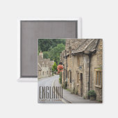 コテージインCastle Combe,イングランド文字磁石 マグネット (正面/裏面)