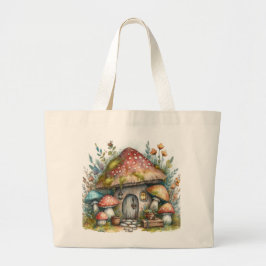 コテージウィッチマッシュルーム不気味民俗ボホファッション ラージトートバッグ