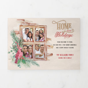 コテージウィンドウホームfor the Holidays 4写真 三つ折りクリスマスカード