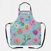 コテージエレガントピンクオレンジフローラデイジー エプロン (正面)