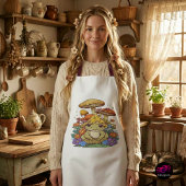 コテージカエルの花きのこ時計 エプロン