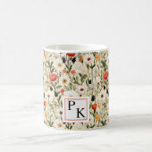 コテージカラフル牧草地イニシャル コーヒーマグカップ (中央)