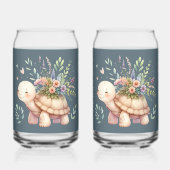 コテージガーデンのカメの水彩画 ガラス缶 (裏面)