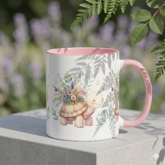 コテージガーデンのカメの水彩画 マグカップ