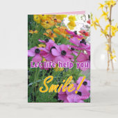 コテージガーデンのスマイルピンクラナンキュラス花のカード カード (黄色い花)