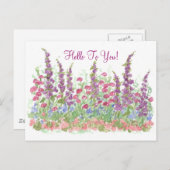 コテージガーデンウォーターカラーフラワーハロートゥ ポストカード (正面/裏面)
