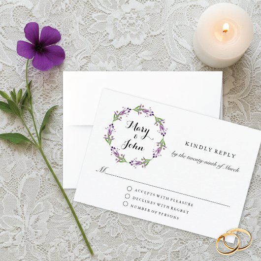 コテージガーデングリーナリーリースウォーター結婚カラー 出欠カード