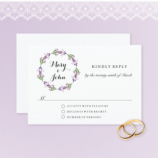 コテージガーデングリーナリーリースウォーター結婚カラー 出欠カード