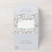 コテージガーデンパステルブルーピーチコーラルオールインワン オールインワン招待状 (外側)