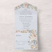 コテージガーデンパステルブルーピーチコーラルオールインワン オールインワン招待状 (内側)