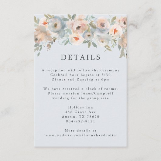 コテージガーデンパステルブルーピーチコーラル エンクロージャーカード (正面)