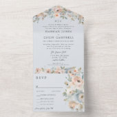 コテージガーデンパステルブルーピーチコーラル オールインワン招待状 (内側)