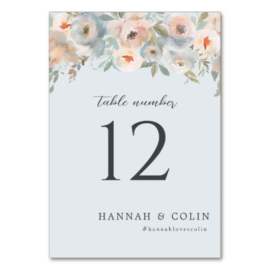 コテージガーデンパステルブルーピーチコーラル テーブルナンバー (正面)