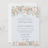 コテージガーデンパステルブルーピーチコーラル 招待状 (正面)