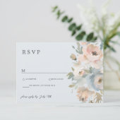 コテージガーデンパステルブルーピーチコーラルRSVPカード 出欠カード (スタンド正面)