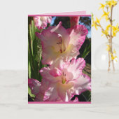 コテージガーデンピンクのグラジオラス花の花のカード カード (黄色い花)