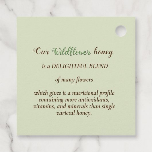 コテージガーデンワイルドメドウハニーとミツバチ フェイバータグ (裏面)