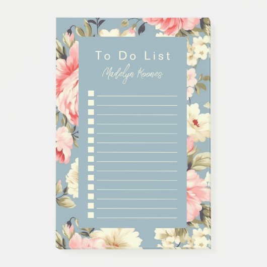 コテージガーデン花パタパーソナライズされたーン ポストイット (正面)