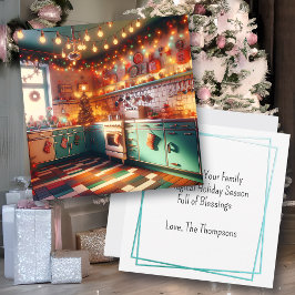 コテージキッチンホリデーレトロキッチンクリスマス カード